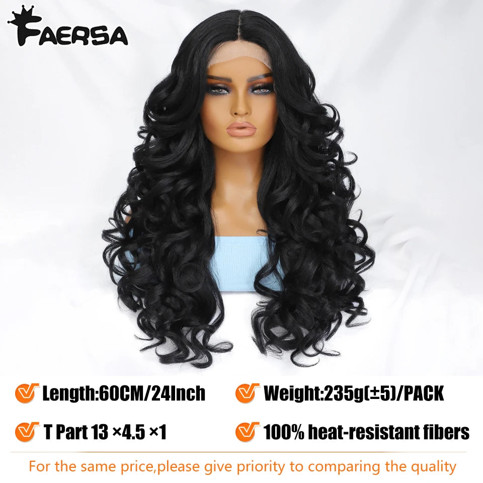 Black Brown Curly Wig Synthetic Lace Front Wig Blonde Orange Lace Wig - OSASCO