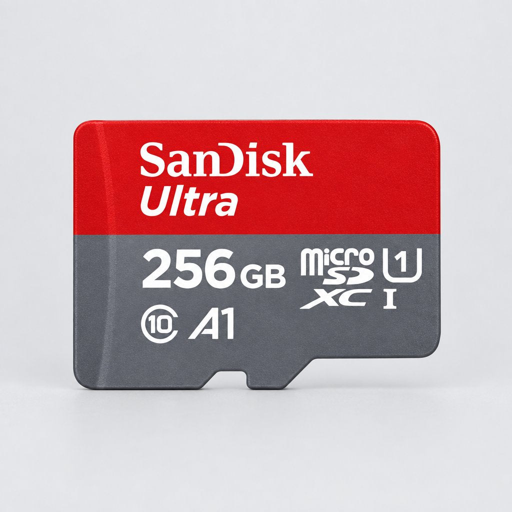SanDisk Ultra 256GB microSDXC card on a white background