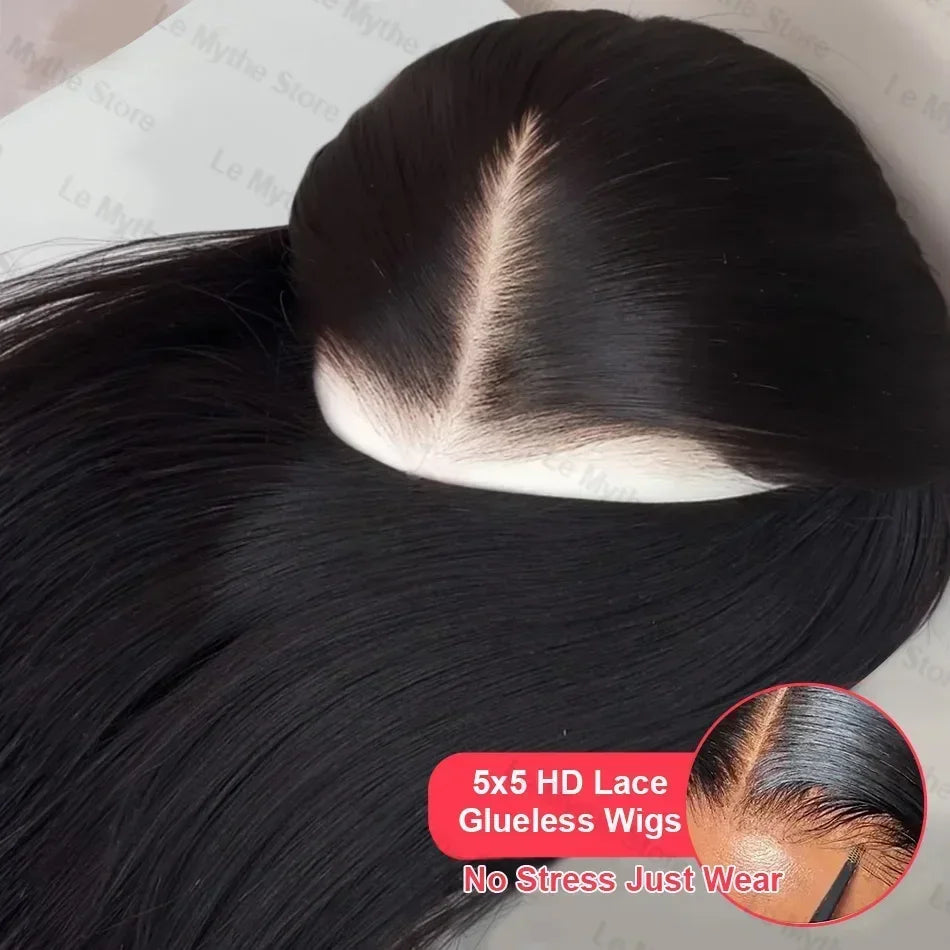 Glueless Black Straight Human Hair Lace Wig — product view