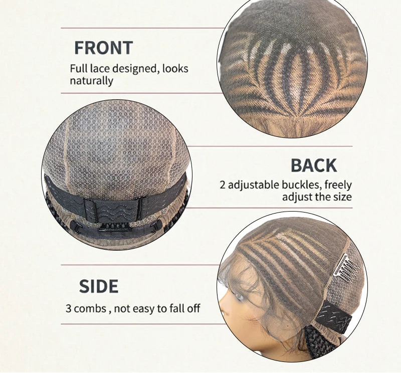 36' Box Braided Wig Artistic Tribal Cornrow Wig Pattern Long Knotless - OSASCO